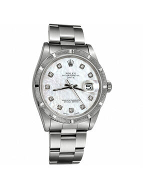 Rolex Oyster Perpetual Date 34mm – Mother of Pearl Diamond Dial With Box